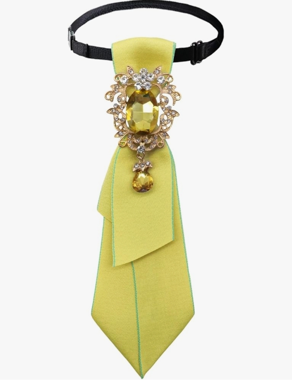Yellow Crystal Brooch Neck Tie - Women's Jewelry